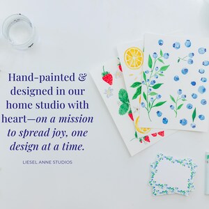 The image is a collage of various art supplies and hand-painted designs, including watercolor paintings, sketchbooks, and decorative items.