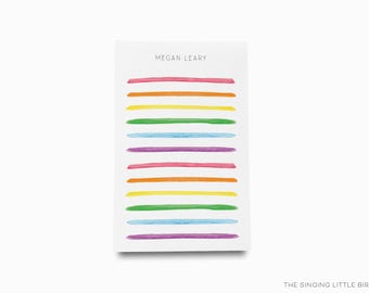 Bloc-notes personnalisé à rayures arc-en-ciel | Ensemble de papeterie coloré
