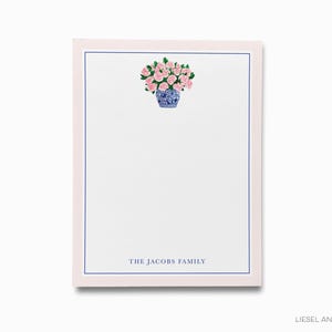 Bloc de notas personalizado de peonías / Lista de tareas con flores en tarro de jengibre