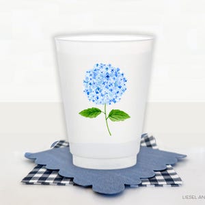 Hydrangea Frosted Shatterproof Cups | Set of 8 | Reusable Bridal Shower Baby Shower Party Cups | Bachelorette Wedding Cups | 16oz Floral Cup