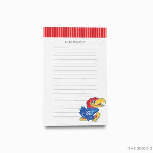 Kansas Jayhawk Personalized Notepad | Officially Licensed Product | University of Kansas Gift | KU To Do List | Jayhawk Lover | Hostess Gift