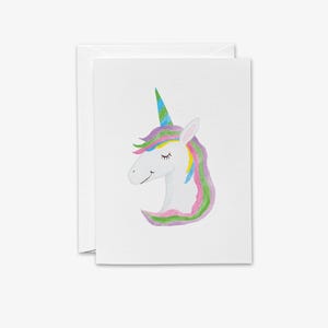 Unicorn Greeting Cards | Unicorn Blank Cards | Unicorn Lover Notes | Kids Cards | Thank You for Girl | Watercolor