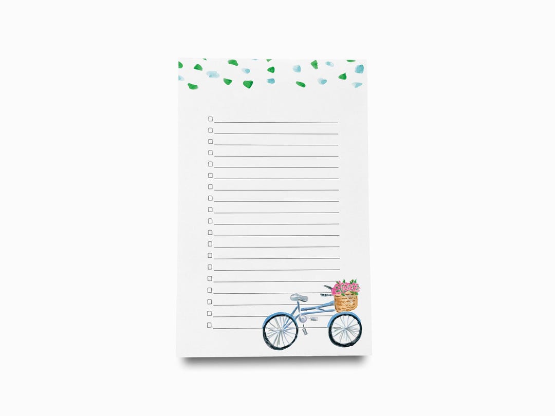 Bicycle Notepad | Bike With Flowers Notepad Set | Spring Summer to Do ...