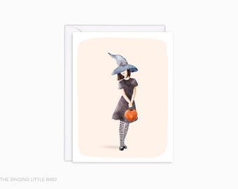 Cute Halloween Card | Watercolor Witch Card | Cards for Halloween | Halloween Greeting Cards | Witch Card | Halloween Lover | Spooky