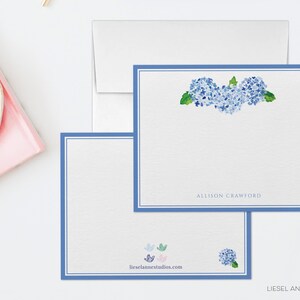 Hydrangea Personalized Stationery Set | Watercolor Notecards - Etsy