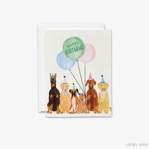 carte d'anniversaire d'amoureux des chiens | Anniversaire | Chapeaux d'anniversaire | Joyeux anniversaire | Ballons d'anniversaire | Carte d'anniversaire pour enfants