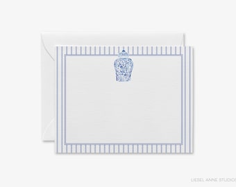 Ginger Jar Flat Notecards | Hand Painted Notes | Thank You Card | Hostess Gift | Chinoiserie Cards | Blue and White Stationery