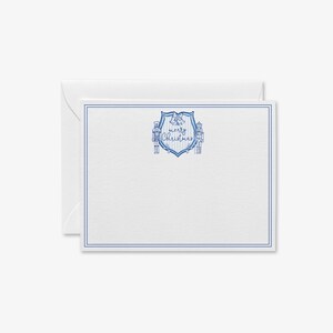 Conjunto de papelaria Feliz Natal | Brasão de Natal azul e branco | Cartões de Natal | Tema elegante de quebra-nozes | Artigos de papelaria festivos