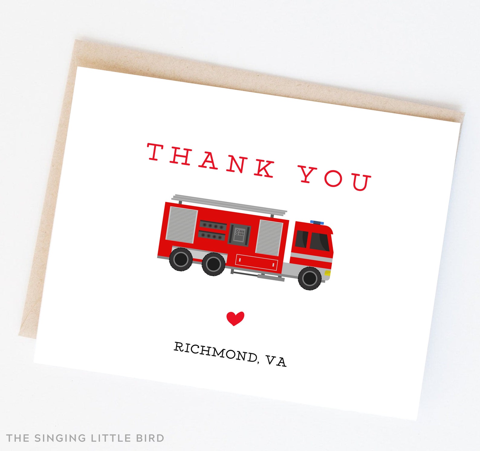 Firefighter Thank You Card Firetruck Thank You Fireman Etsy