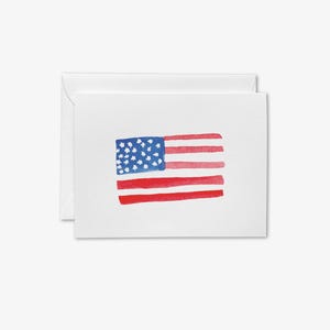 Biglietti d'auguri con bandiera americana / Biglietti patriottici vuoti / Regali USA / Acquerello / Biglietti preppy / Biglietti di ringraziamento per l'America