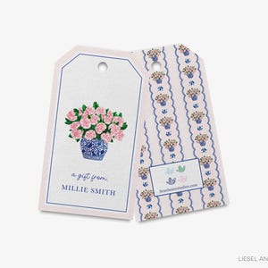 Peony Ginger Jar Gift Tags | Peonies Tag | Feminine Favor Tags | Watercolor Flower Spring | Birthday Tag | Gift for her | Floral Gift Tag