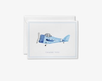 Vintage Airplane Thank You Cards | Plane Cards | Pilot Notes | Airplane Gift | Baby Shower Thank You Notes Boy Blue