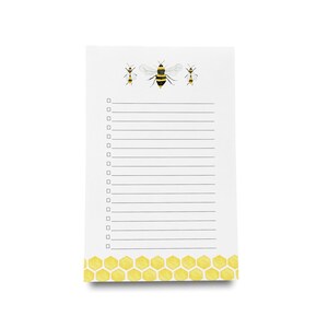 Bee Notepad | Bee Lover Gift | Bee To Do List Pad | Watercolor Art | Bee Keeper Gift | Family Bumble Bee Grocery List | Garden Lover Notepad