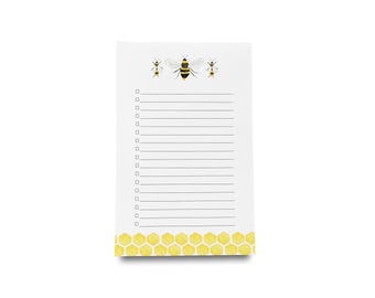 Watercolor Bee To Do List Notepad | Honeycomb Grocery List Pad