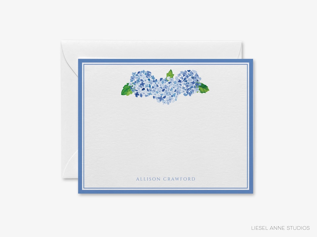 Hydrangea Personalized Stationery Set | Watercolor Notecards - Etsy
