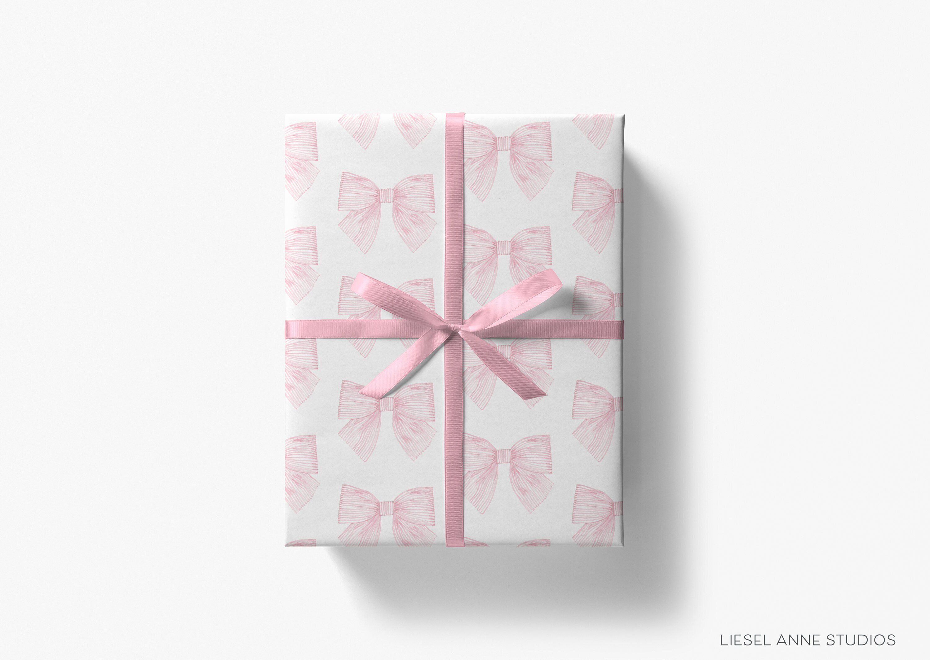 Pink Bow Gift Wrap | Striped Bows Wrapping Paper | Feminine Bridal Shower Gift | Baby Shower, Baby Birthday | Girly Light Pink Holiday Bows