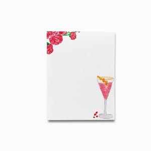 Cocktail Lover Notepad | Italian Notepad Set | Watercolor To Do List | Feminine Notepads | Summer Gift | Floral Bar Cart | Late Summer Notes
