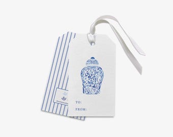 Ingwerglas Geschenkanhänger [8er-Set] | Ginger Jar Geschenkanhänger | Geschenkbeilage Karten | Visitenkarten | Familie Geschenkanhänger | Chinoiserie Anhänger