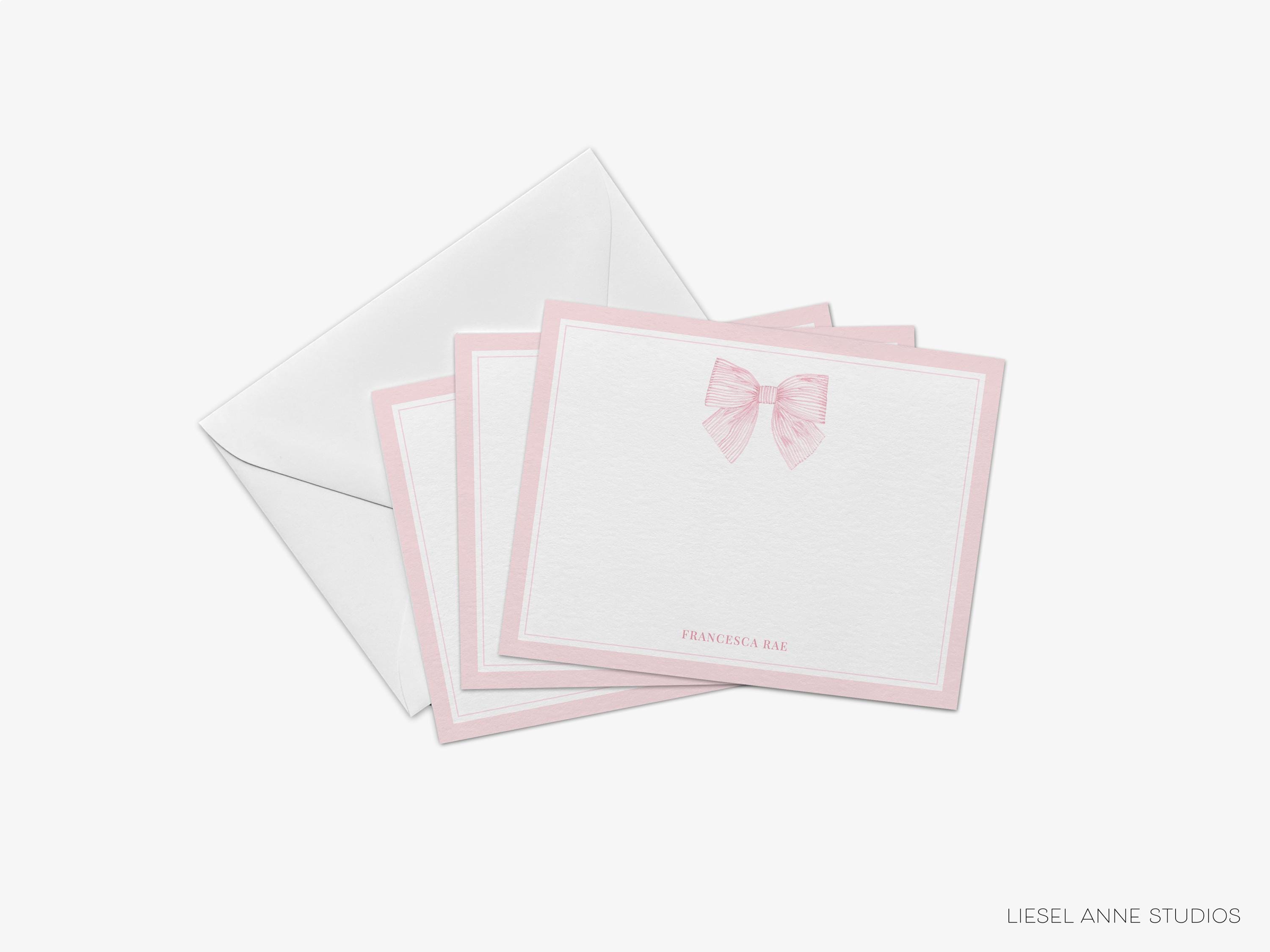 Pink Stripe Bow Stationery | Blush Baby Shower Thank You Notes | Girly ...