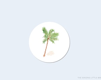 Palm Tree Stickers | Matte Round Preppy Seals
