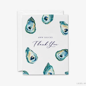 Bedankkaarten Oyster | Aww Shucks, bedankt | Bedankt Briefpapier | Aquarel bedankbriefjes | Grappige bedankjes | Strand, bedankt