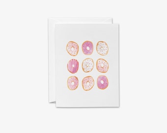 Donut Greeting Cards | Sweet Treat Note Cards | Doughnut Lovers | Donut Greeting Cards | Gift for Her |  Watercolor