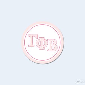 Pegatinas de letras Gamma Phi Beta con licencia oficial / Pegatina redonda griega / Sello de sobre / Pegatina de hermandad / Pegatina de recuerdo de Gamma Phi Beta