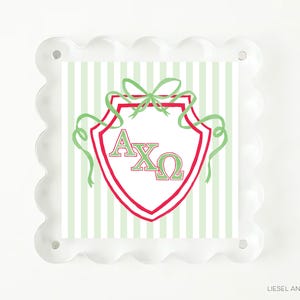 Alpha Chi Omega Art Print | Officially Licensed | Mini Alpha Chi Omega Sorority Scalloped Frame Gift | Bid Day Big Little Gift | Dorm Decor
