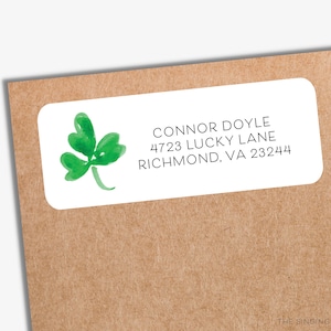 Shamrock Return Address Labels PRINTED | White Matte Address Envelope Labels | Personal Address Labels | Irish Green Return Mailing Stickers