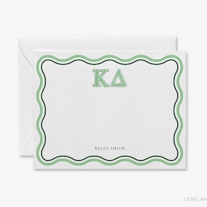 Gepersonaliseerde briefpapier Kappa Delta | Cadeaukaartjes Bieddag | ΚΔBedankbriefjes | Vrouwenvereniging groot klein cadeau | Preppy groene golf