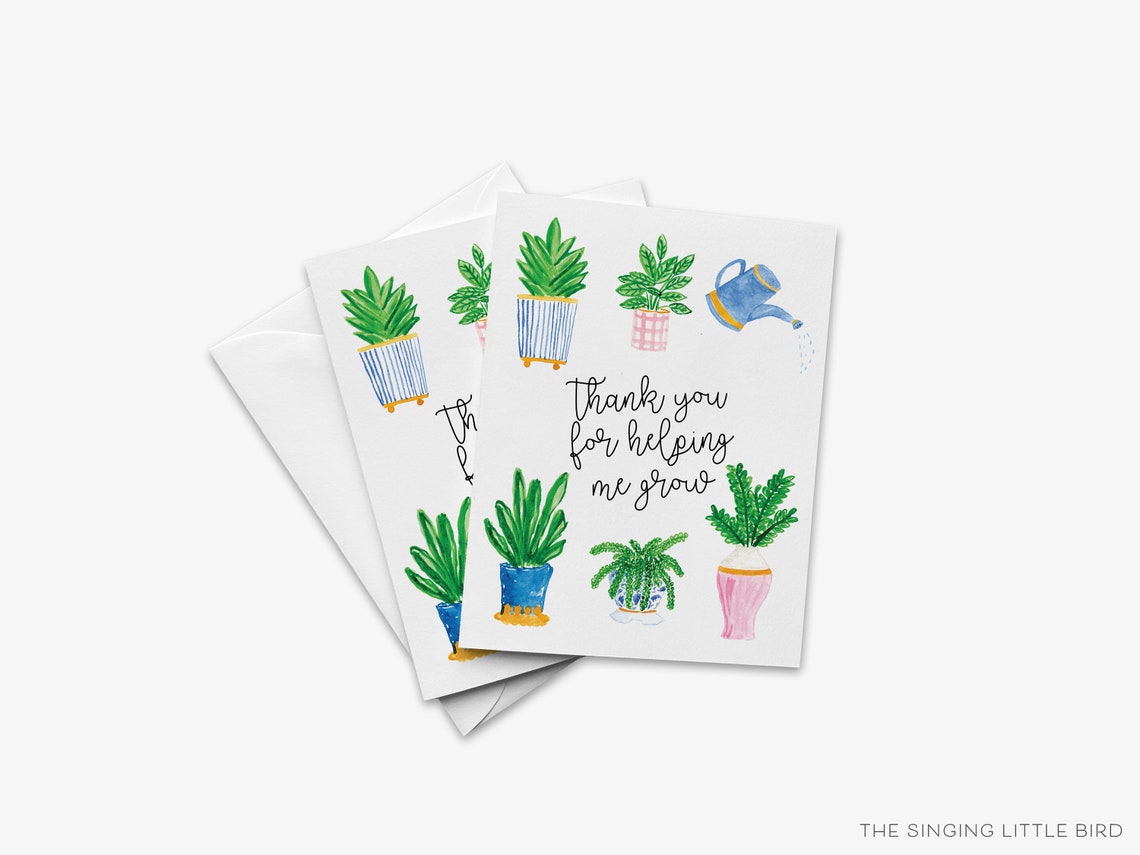 Thank You for Helping Me Grow Teacher Card Teacher - Etsy