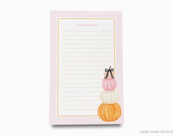 Pink Pumpkin Personalized Notepad | Fall Notepad Set | Autumn To Do List | Hostess Gift Preppy Notepads | Pumpkin Lover Gift | Fall To Do