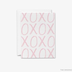Cartes de voeux roses et blanches XOXO | Carte vierge de câlins + bisous | de remerciement moderne | Notes de coeur Saint-Valentin | Féminin | Chic minimaliste