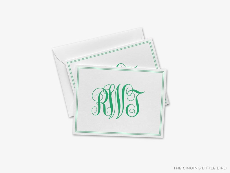 Monogram Note Cards | Personalized Stationery, Folded With Border - Etsy