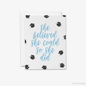 She Believed She Could So She Did Graduation Card | Happy Graduation Card Blank | Congratulations Girl Card | Card for Female Graduate