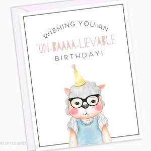 Sheep Birthday Card | Funny Sheep Lover Happy Birthday Card | Animal Pun Card | Kids Birthday Card | Baaa Lamb Birthday | Cute Punny Card