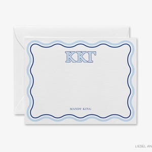 Gepersonaliseerde briefpapier Kappa Kappa Gamma | Cadeaukaartjes Bieddag | ΚΚΓBedankbriefjes | Vrouwenvereniging groot klein cadeau | Preppy blauwe golf