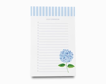 Personalized Hydrangea Notepad | Hydrangea Notepad Set | Spring To Do List | Feminine Notepads | Personalized Gift Floral | Flowers Gift