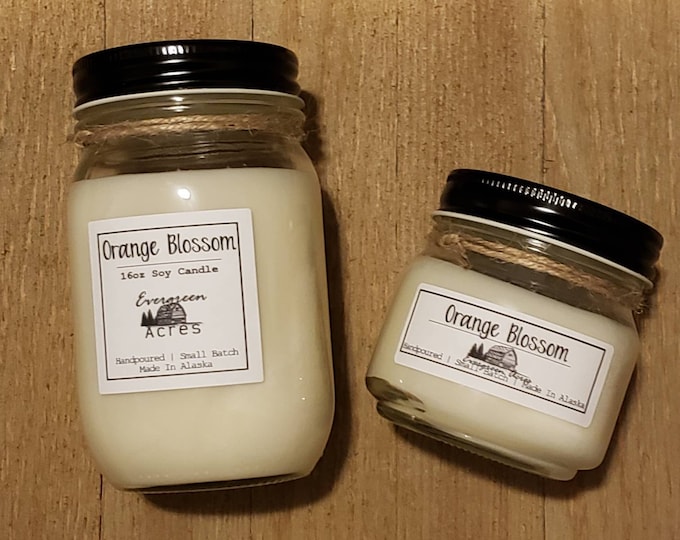 Orange Blossom handpicked soy candle made in Alaska