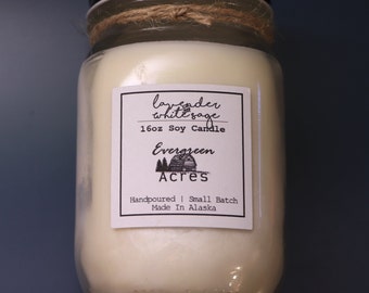 Lavender and White Sage Hand Pour Soy Wax Candle - Made in Alaska