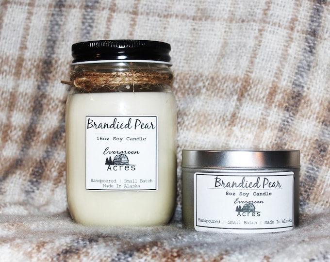 Brandied Pear Hand Poured Soy Candle - Made in Alaska