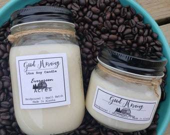 Good morning- espresso scented candle, made in Alaska