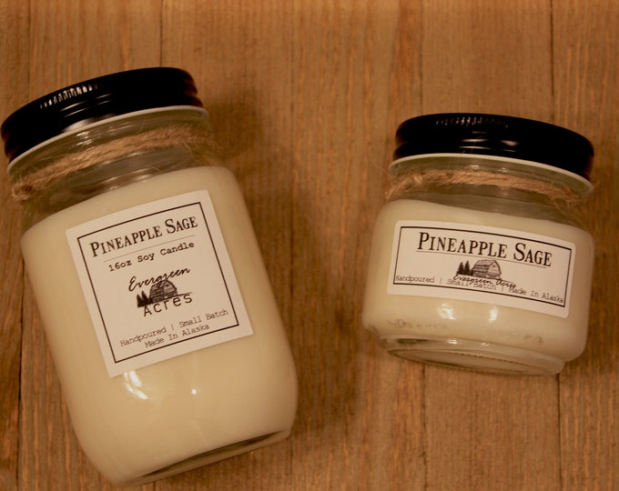 Pineapple Sage - Hand Poured Soy Wax Candle Made in Alaska