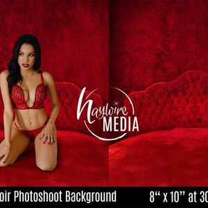 Röd soffa boudoirfotografibakgrund JPG digital nedladdning bild 1