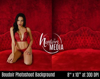 Red Couch Boudoir Photography Background JPG Digital Download