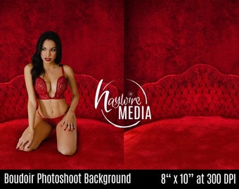 Boudoir Photoshoot Background Portrait, Sexy Red Couch Backdrop, Woman's Digital Photography Background, JPG Instant Download