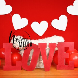 Newborn, Baby, Toddler, Child, Red Valentine Love Letters in Basket Photography Digital Backdrop Prop for Photographers - PNG Fur Layer