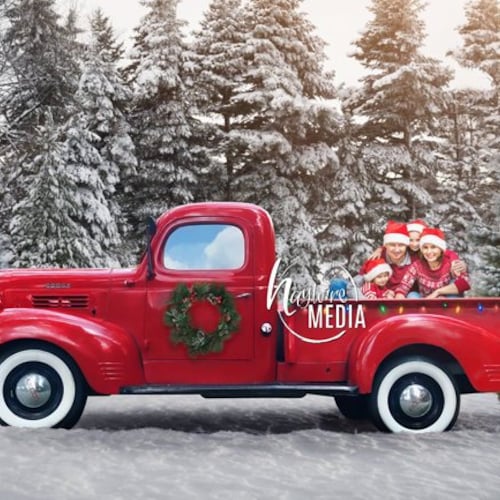 Red Truck Christmas Digital Backdrop Digital Backdrop - Etsy