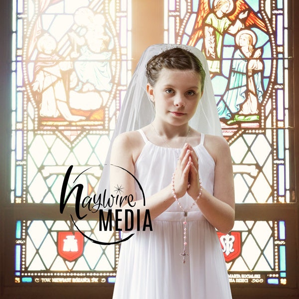 First Holy Communion Church Window Digital Photography Backdrop for Child,  Communion Digital Photography - Religious Portrait Background