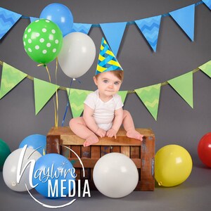Baby, Toddler, Child, Birthday Bash Photography Digital Backdrop Background Prop with Party Balloons for Photographers - in 2 Sizes